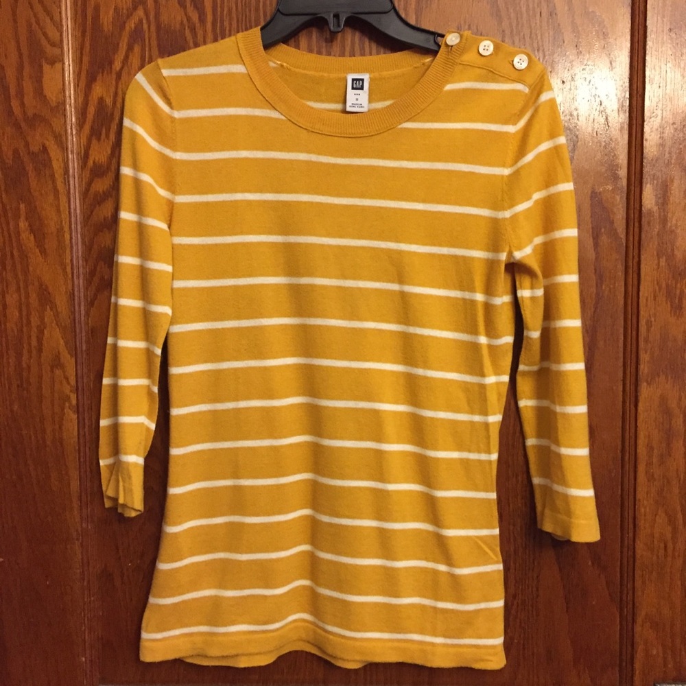 GAP gold/yellow and white striped sweater